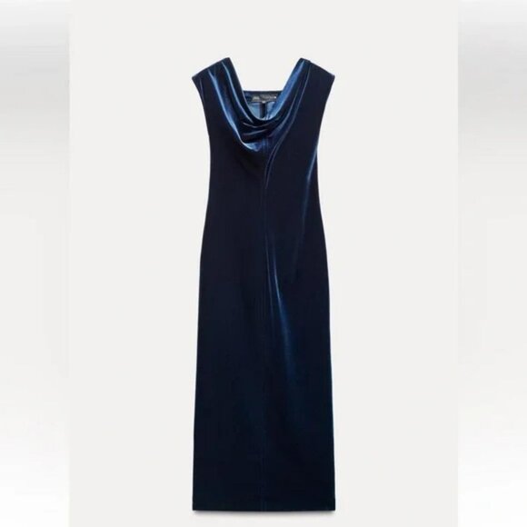 ZARA VELVET MIDI DRESS ZW COLLECTION - Picture 6 of 9